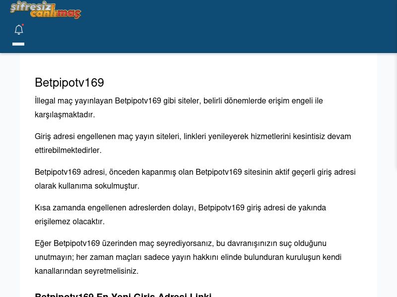 Betpipotv169 Giriş Linki - Şifresiz canlı maç izle - Ekran Görüntüsü