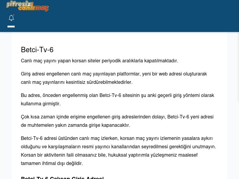 Betci-Tv-6 Güncel Giriş - Şifresiz canlı maç izle - Ekran Görüntüsü