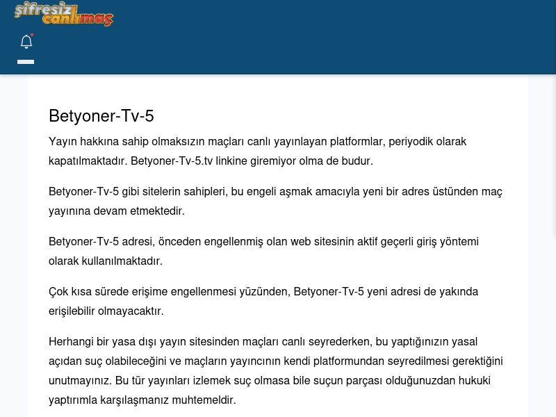 Betyoner-Tv-5 Canlı Maç - Şifresiz canlı maç izle - Ekran Görüntüsü