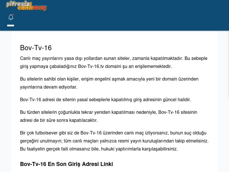 Bov-Tv-16 Maç İzle - Şifresiz canlı maç izle - Ekran Görüntüsü