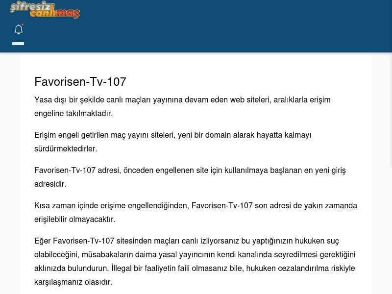 Favorisen-Tv-107 Canlı Maç - Şifresiz canlı maç izle - Ekran Görüntüsü