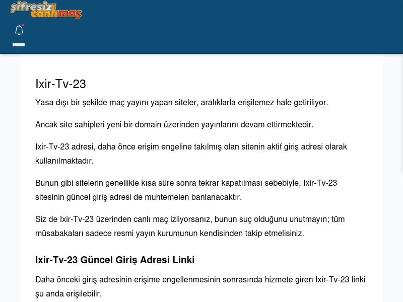 Ixir-Tv-23 Canlı Maç İzle - Şifresiz canlı maç izle - Ekran Görüntüsü