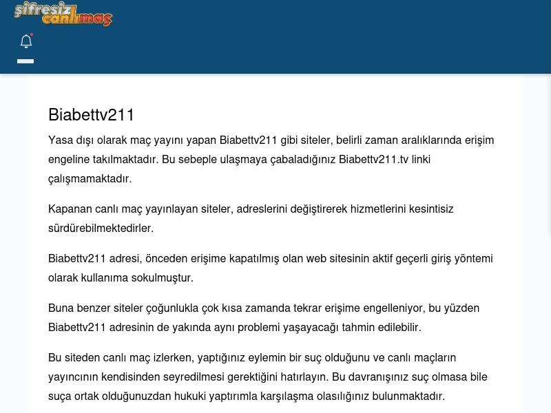 Biabettv211 Maç İzle - Şifresiz canlı maç izle - Ekran Görüntüsü