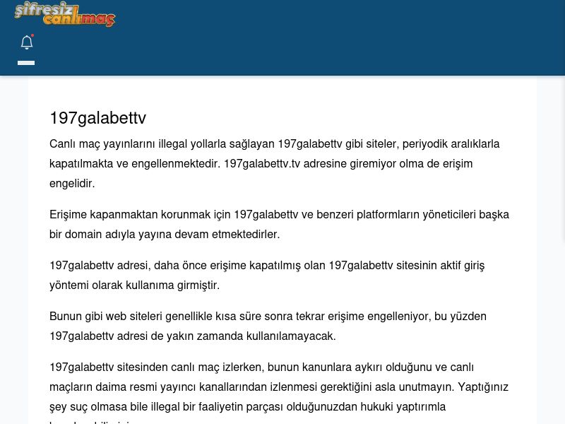 197galabettv Maç İzle - Şifresiz canlı maç izle - Ekran Görüntüsü