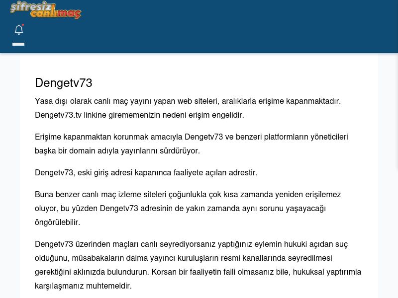 Dengetv73 Maç İzle - Şifresiz canlı maç izle - Ekran Görüntüsü