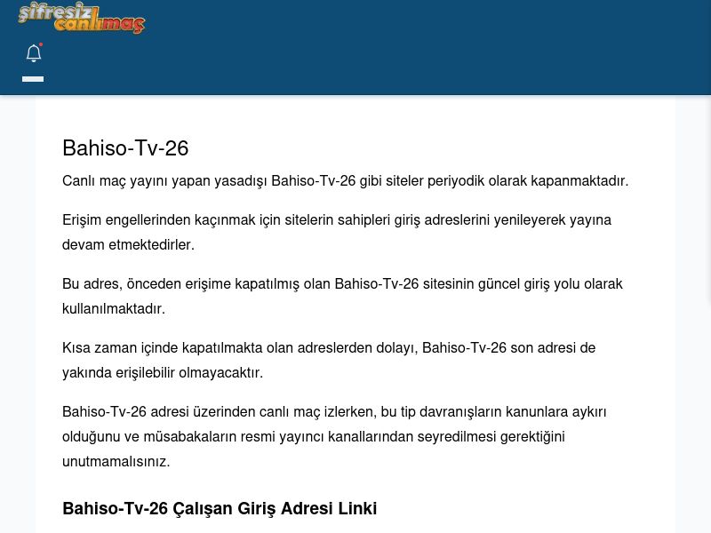 Bahiso-Tv-26 Canlı Maç İzle - Şifresiz canlı maç izle - Ekran Görüntüsü
