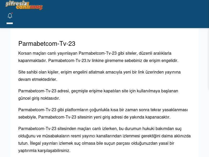 Parmabetcom-Tv-23 Canlı Maç - Şifresiz canlı maç izle - Ekran Görüntüsü