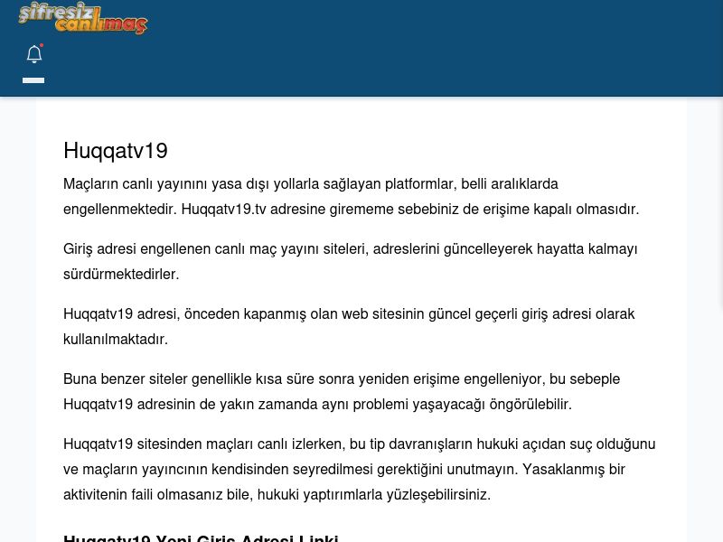 Huqqatv19 Canlı Maç İzle - Şifresiz canlı maç izle - Ekran Görüntüsü