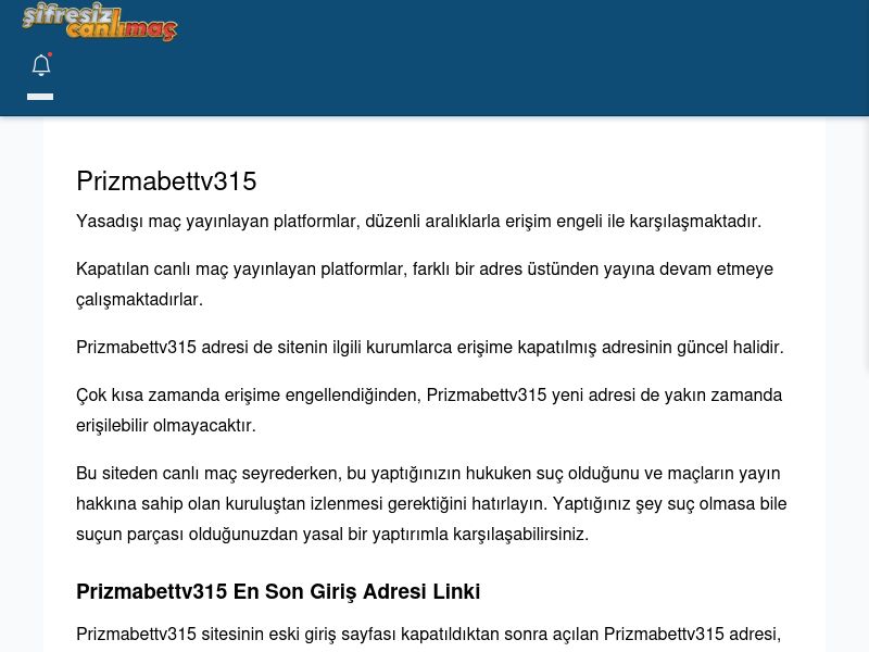 Prizmabettv315 Maç İzle - Şifresiz canlı maç izle - Ekran Görüntüsü