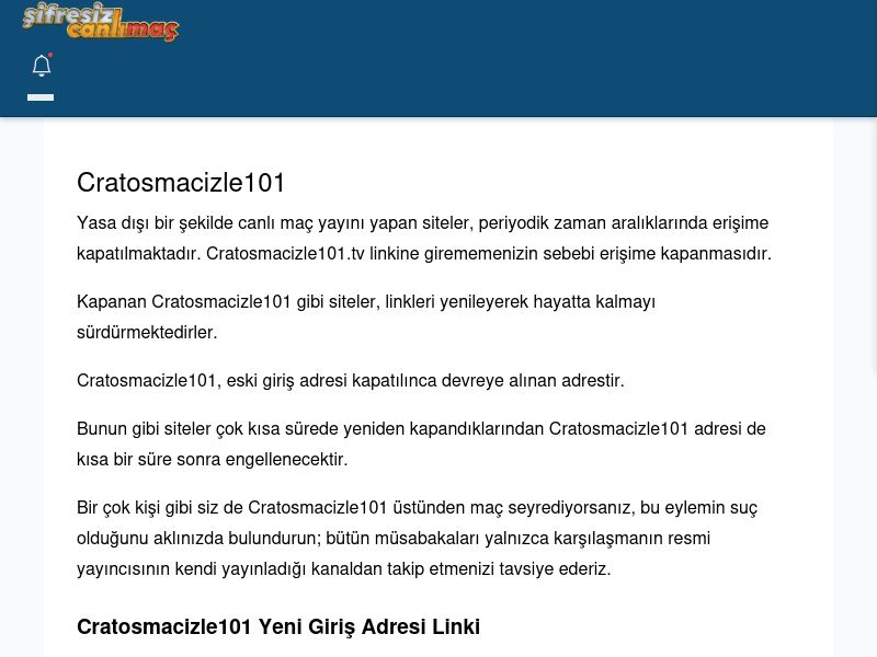 Cratosmacizle101 Maç İzle - Şifresiz canlı maç izle - Ekran Görüntüsü