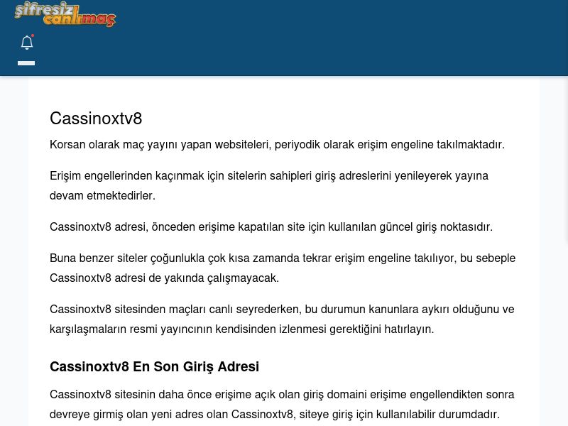 Cassinoxtv8 Maç İzle - Şifresiz canlı maç izle - Ekran Görüntüsü