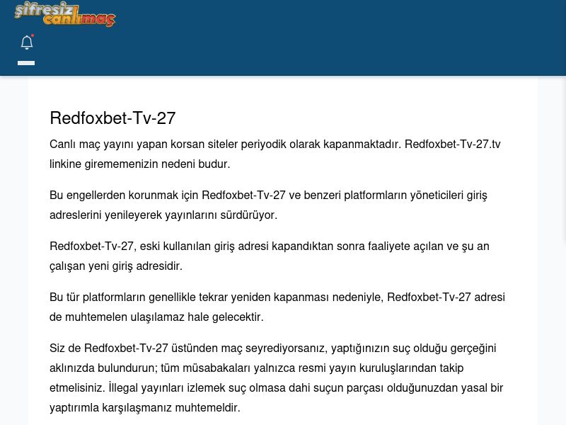 Redfoxbet-Tv-27 Maç İzle - Şifresiz canlı maç izle - Ekran Görüntüsü