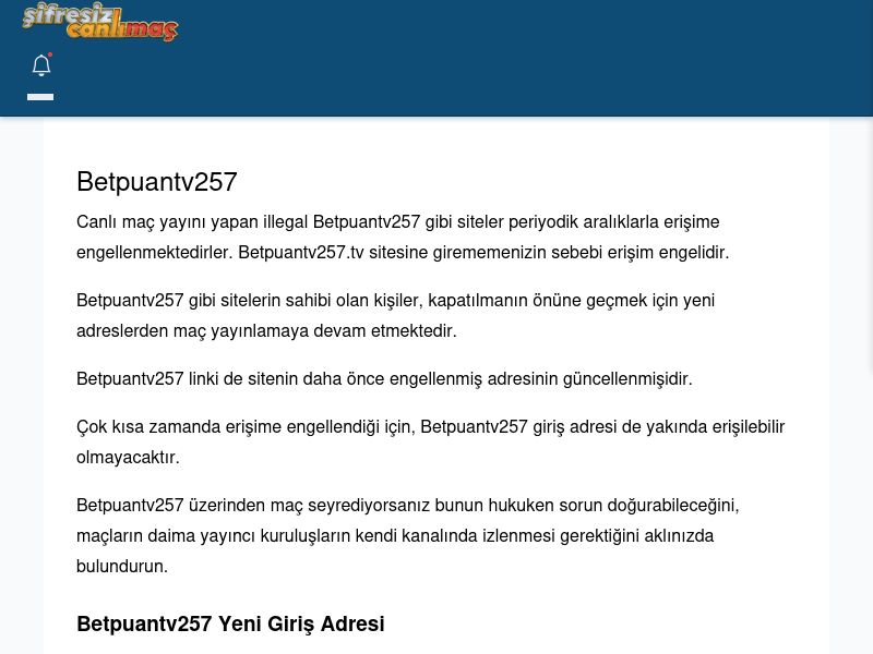 Betpuantv257 Maç İzle - Şifresiz canlı maç izle - Ekran Görüntüsü