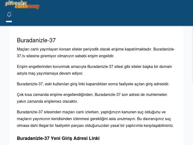 Buradanizle-37 Canlı Maç - Şifresiz canlı maç izle - Ekran Görüntüsü