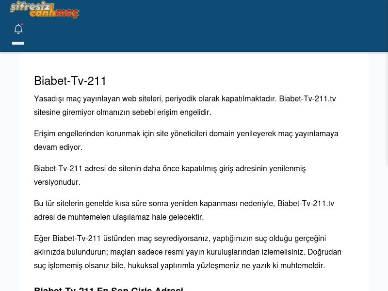 Biabet-Tv-211 Canlı Maç İzle - Şifresiz canlı maç izle - Ekran Görüntüsü