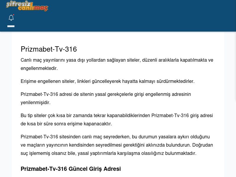 Prizmabet-Tv-316 Canlı Maç İzle - Şifresiz canlı maç izle - Ekran Görüntüsü