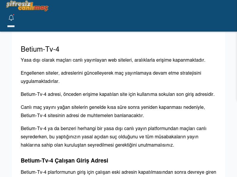 Betium-Tv-4 Maç İzle - Şifresiz canlı maç izle - Ekran Görüntüsü