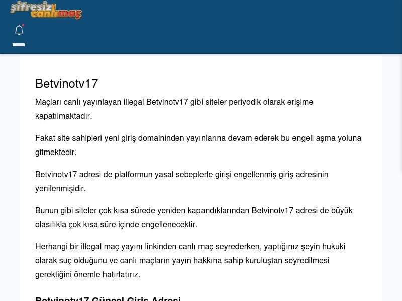 Betvinotv17 Canlı Maç - Şifresiz canlı maç izle - Ekran Görüntüsü
