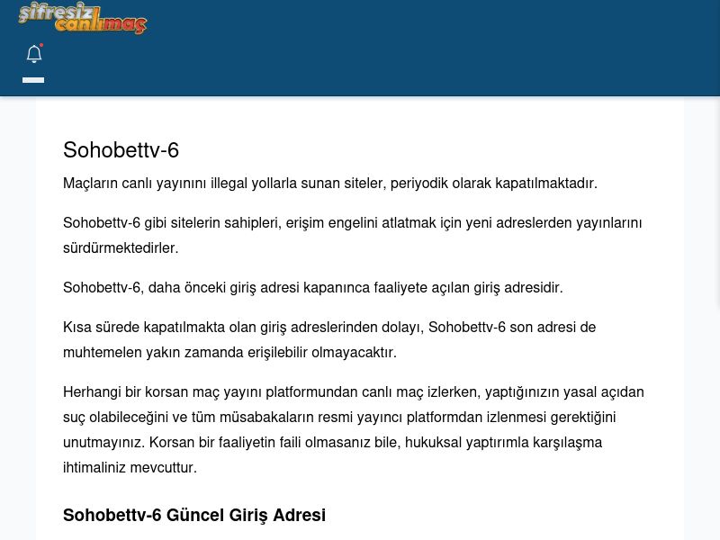 Sohobettv-6 Canlı Maç İzle - Şifresiz canlı maç izle - Ekran Görüntüsü