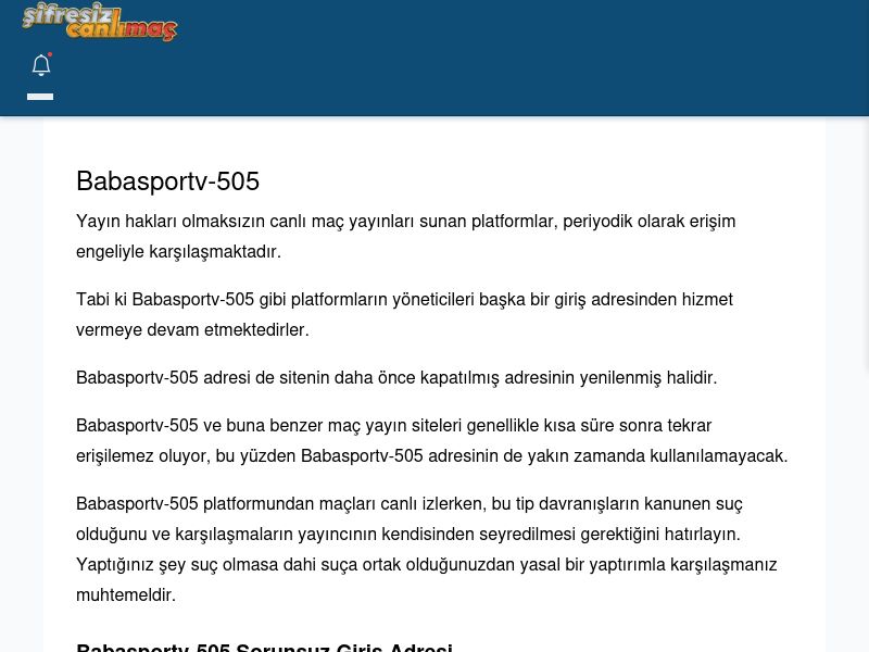 Babasportv-505 Canlı Maç İzle - Şifresiz canlı maç izle - Ekran Görüntüsü