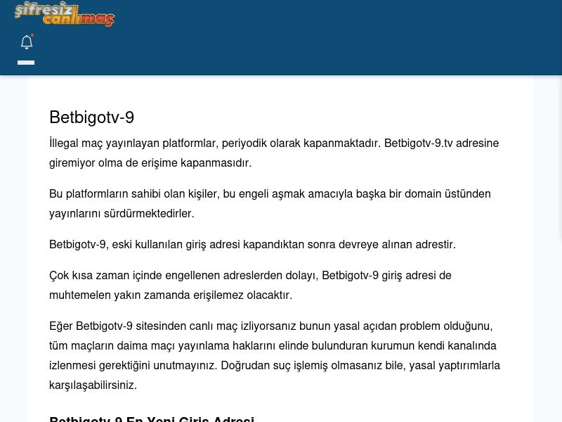 Betbigotv-9 Canlı Maç İzle - Şifresiz canlı maç izle - Ekran Görüntüsü
