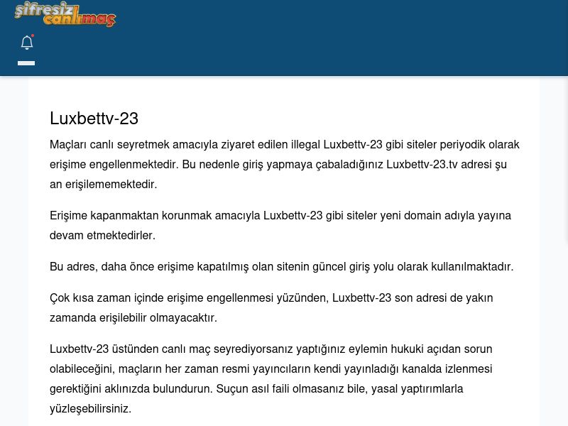 Luxbettv-23 Canlı Maç - Şifresiz canlı maç izle - Ekran Görüntüsü