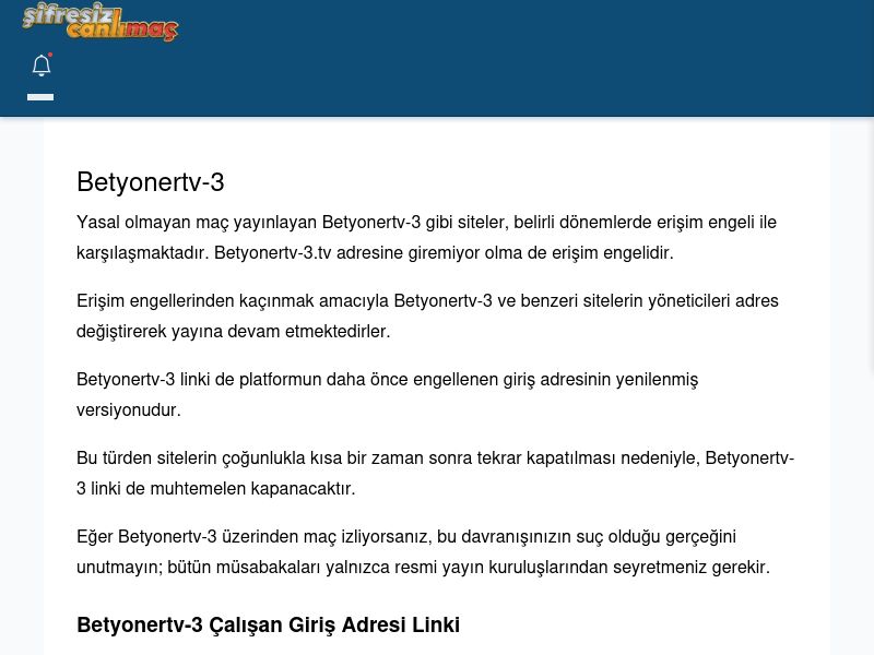 Betyonertv-3 Giriş Linki - Şifresiz canlı maç izle - Ekran Görüntüsü