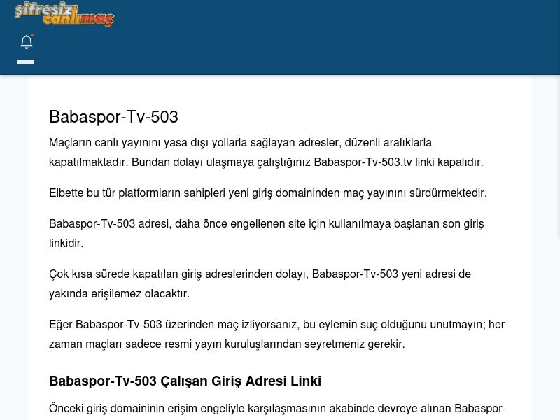 Babaspor-Tv-503 Güncel Giriş - Şifresiz canlı maç izle - Ekran Görüntüsü