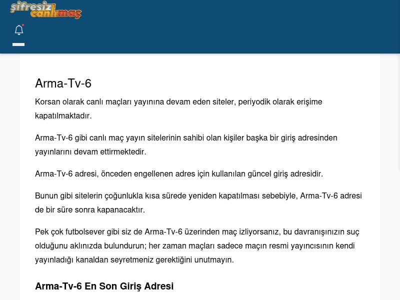 Arma-Tv-6 Canlı Maç - Şifresiz canlı maç izle - Ekran Görüntüsü