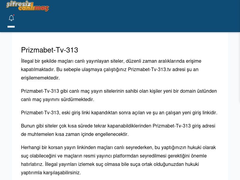 Prizmabet-Tv-313 Giriş Linki - Şifresiz canlı maç izle - Ekran Görüntüsü
