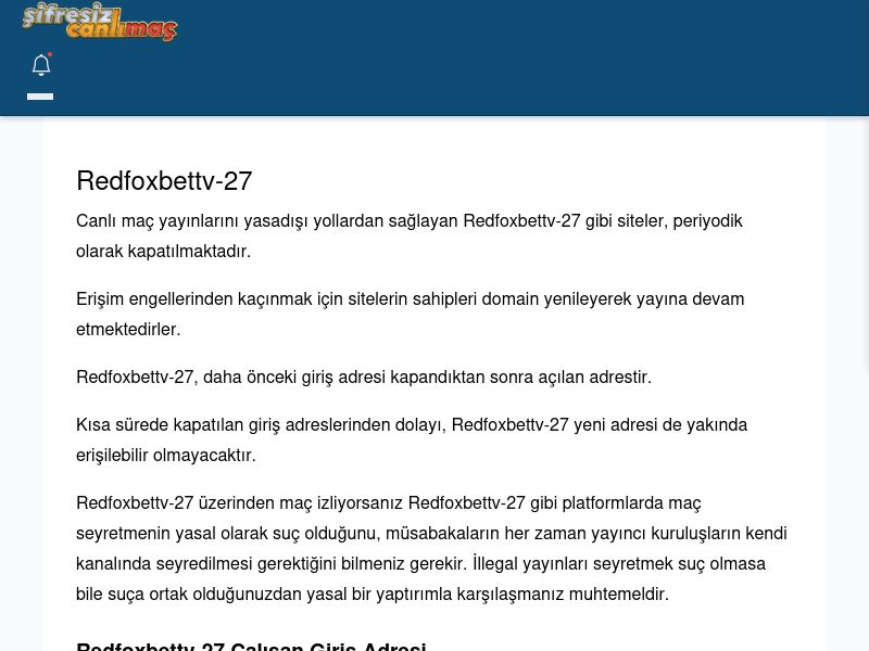 Redfoxbettv-27 Canlı Maç İzle - Şifresiz canlı maç izle - Ekran Görüntüsü