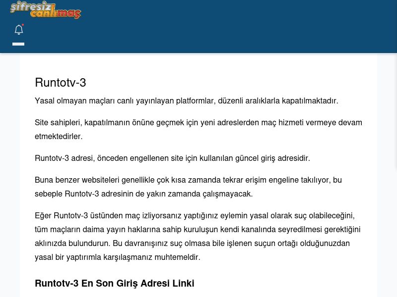Runtotv-3 Giriş Linki - Şifresiz canlı maç izle - Ekran Görüntüsü