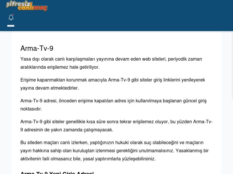 Arma-Tv-9 Canlı Maç - Şifresiz canlı maç izle - Ekran Görüntüsü