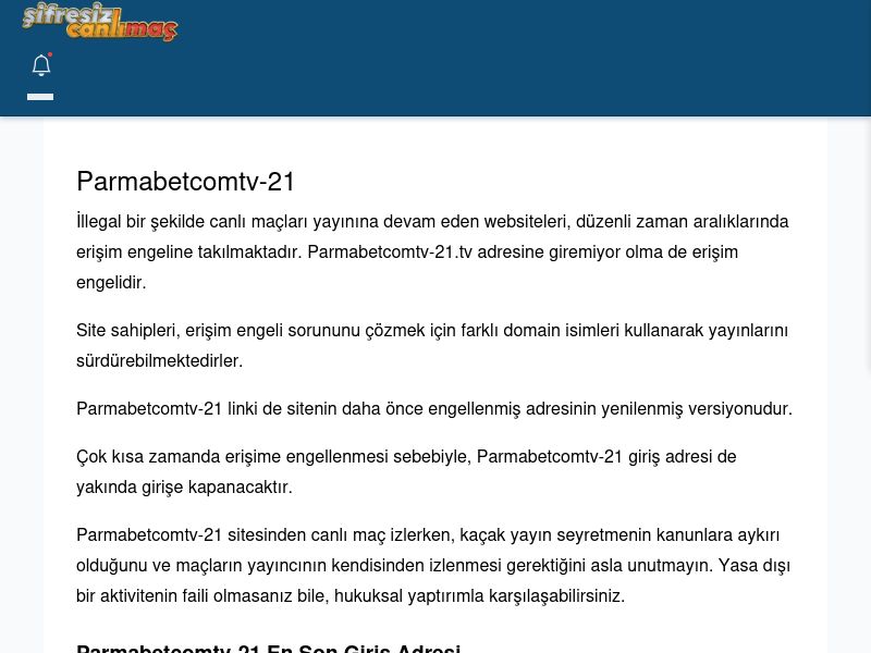Parmabetcomtv-21 Giriş Linki - Şifresiz canlı maç izle - Ekran Görüntüsü