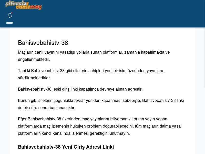 Bahisvebahistv-38 Giriş Linki - Şifresiz canlı maç izle - Ekran Görüntüsü