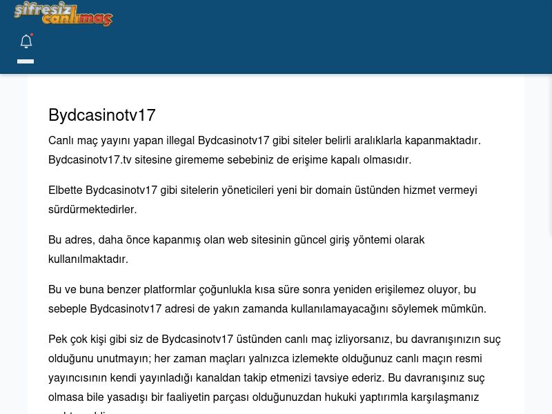 Bydcasinotv17 Canlı Maç İzle - Şifresiz canlı maç izle - Ekran Görüntüsü