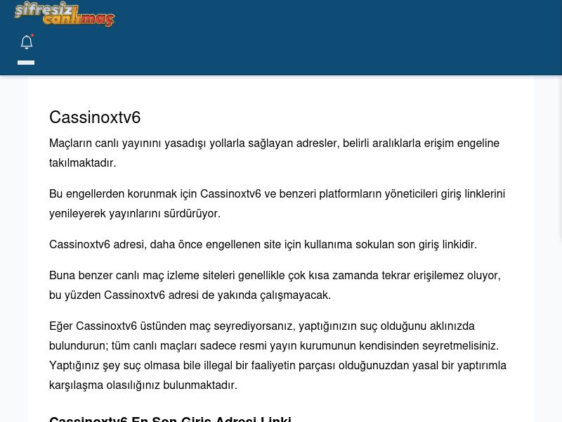 Cassinoxtv6 Maç İzle - Şifresiz canlı maç izle - Ekran Görüntüsü