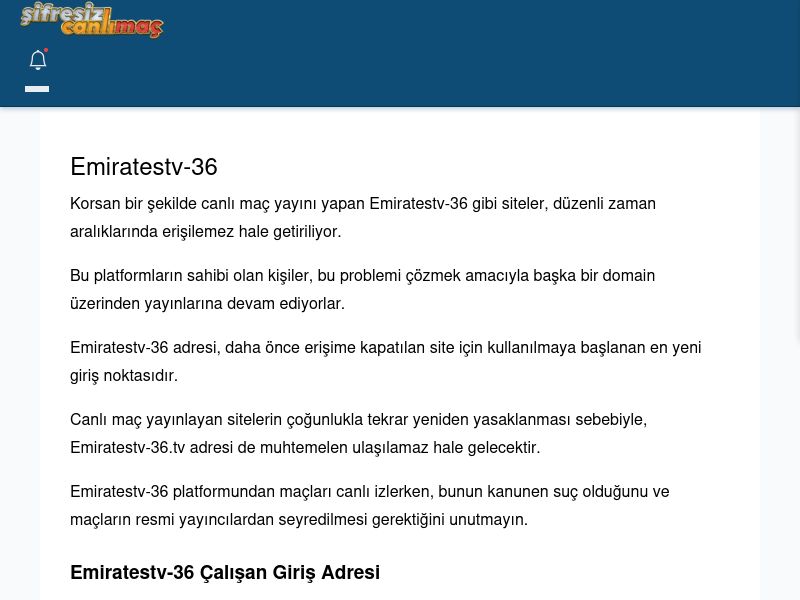 Emiratestv-36 Güncel Giriş - Şifresiz canlı maç izle - Ekran Görüntüsü