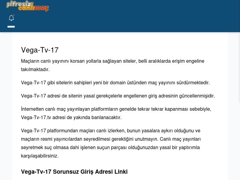 Vega-Tv-17 Maç İzle - Şifresiz canlı maç izle - Ekran Görüntüsü