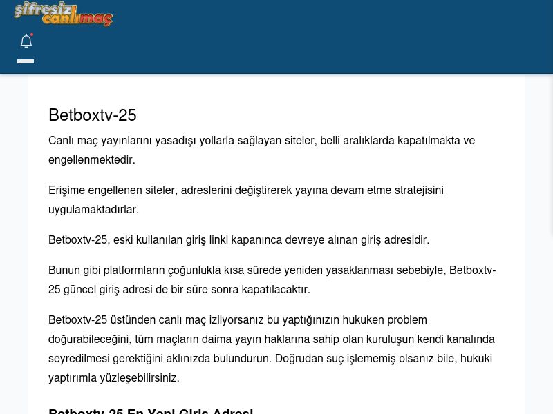 Betboxtv-25 Canlı Maç İzle - Şifresiz canlı maç izle - Ekran Görüntüsü