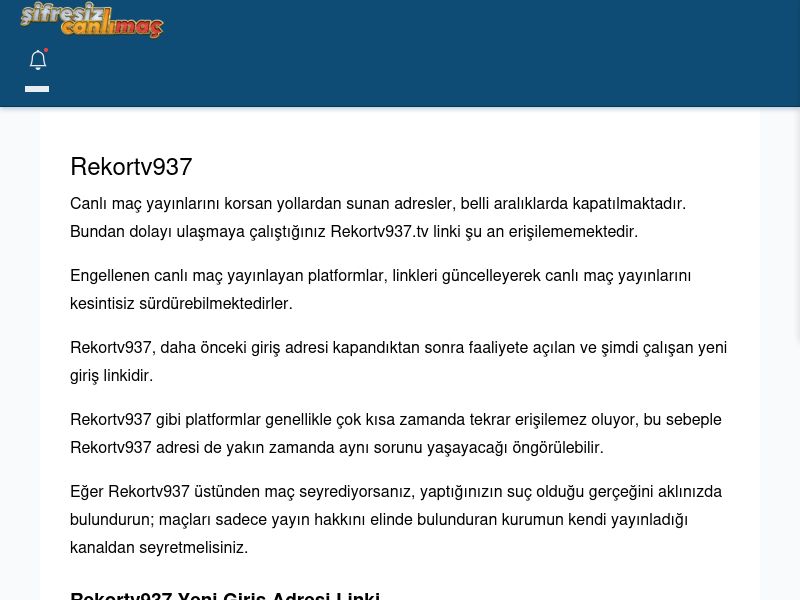 Rekortv937 Güncel Giriş - Şifresiz canlı maç izle - Ekran Görüntüsü
