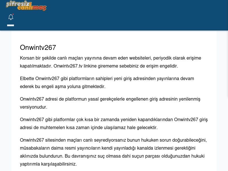 Onwintv267 Canlı Maç - Şifresiz canlı maç izle - Ekran Görüntüsü