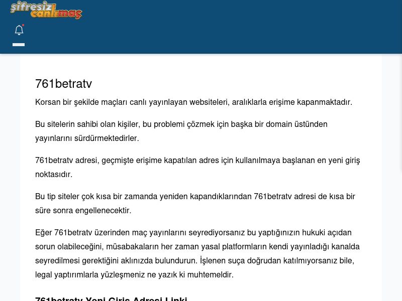 761betratv Giriş Linki - Şifresiz canlı maç izle - Ekran Görüntüsü