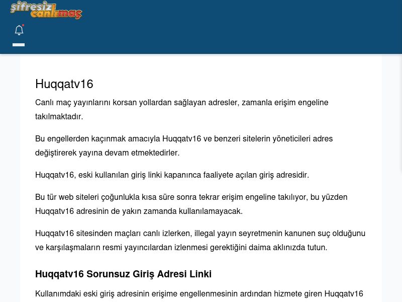 Huqqatv16 Canlı Maç - Şifresiz canlı maç izle - Ekran Görüntüsü