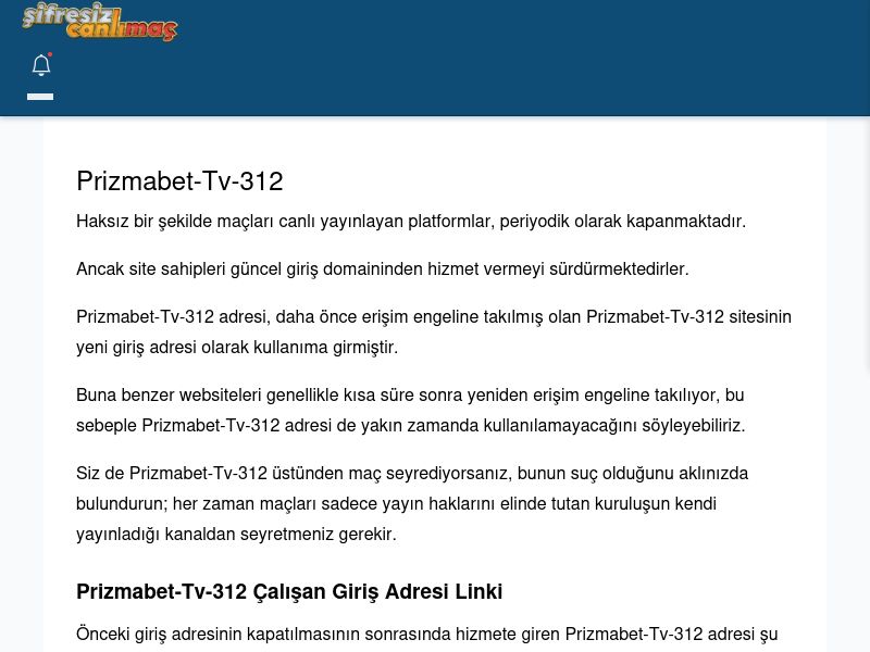Prizmabet-Tv-312 Canlı Maç - Şifresiz canlı maç izle - Ekran Görüntüsü