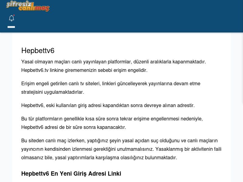 Hepbettv6 Canlı Maç İzle - Şifresiz canlı maç izle - Ekran Görüntüsü
