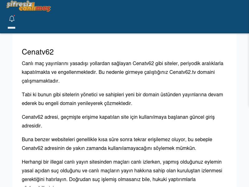 Cenatv62 Canlı Maç - Şifresiz canlı maç izle - Ekran Görüntüsü