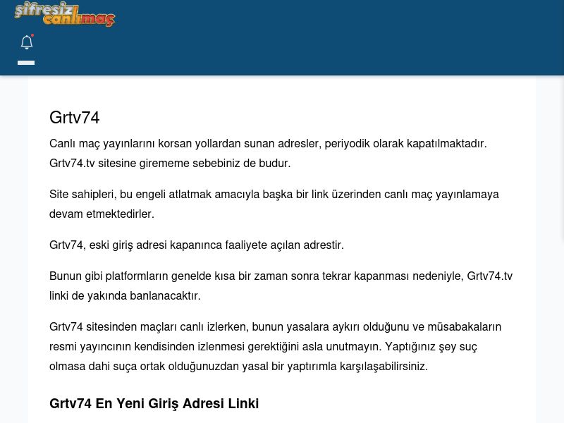 Grtv74 Canlı Maç İzle - Şifresiz canlı maç izle - Ekran Görüntüsü
