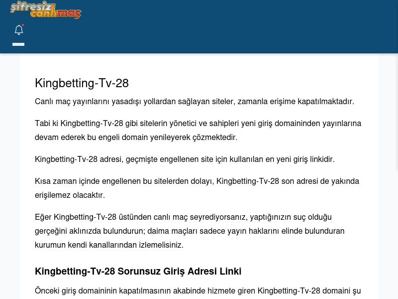 Kingbetting-Tv-28 Canlı Maç - Şifresiz canlı maç izle - Ekran Görüntüsü
