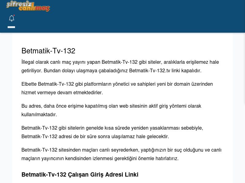 Betmatik-Tv-132 Canlı Maç - Şifresiz canlı maç izle - Ekran Görüntüsü